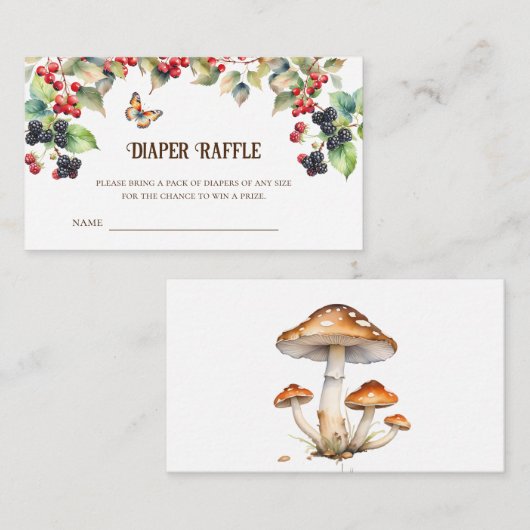 Mushroom Baby shower Luier Raffle Tickets Informatiekaartje (Voorkant / Achterkant)