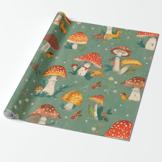 Mushroom Cadeaupapier (Uitgerold)