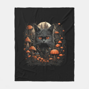 Mushroom Cat Cottagecore Esthetische Gothic Art Em Fleece Deken