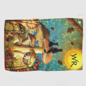 Mushroom Cats Monogram Golfhanddoek (Horizontaal)