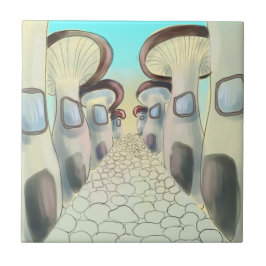 Mushroom city street tegeltje