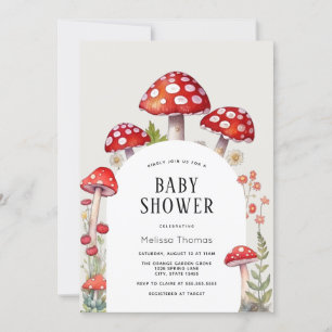 Mushroom Cottage Woodland Baby shower Invitation Kaart