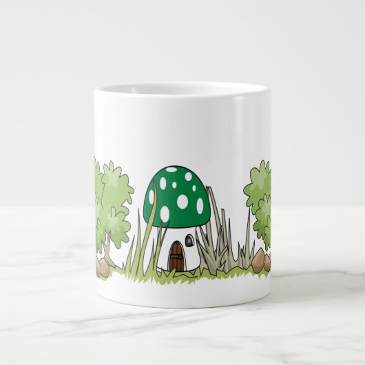 Mushroom Dwarf House in het Bos - Fantasy Forest Extra Grote Beker (Voorkant)