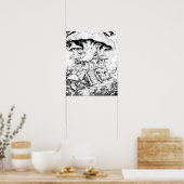 Mushroom Fairy House Fantasy Kleurplaat Poster (Keuken)