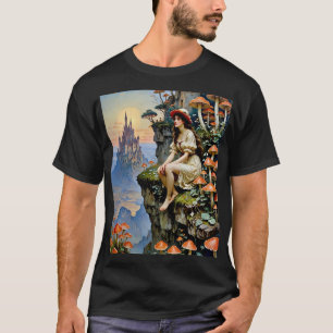 Mushroom Fairy Tale Cliffside Castle T-shirt