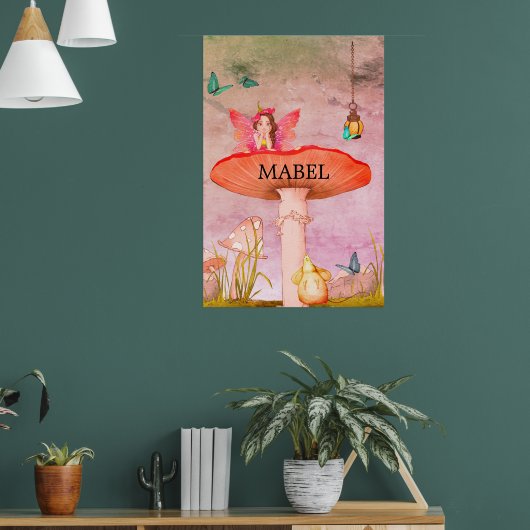 Mushroom Fantasy Fairy Kwekerij Poster (Woonkamer 1)