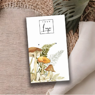 Mushroom Fern Foliage-Logo met oorscherm Visitekaartje