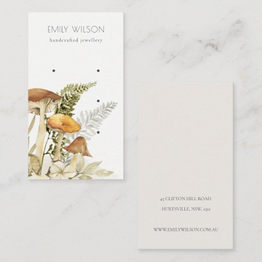 Mushroom Fern Foliage Stud 3 Verzendscherm Visitekaartje (Voorkant / Achterkant)
