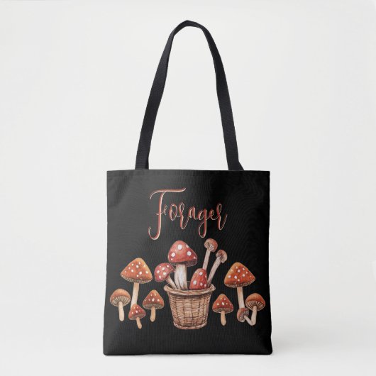 Mushroom Forager Zwarte Canvas tas (Voorkant)