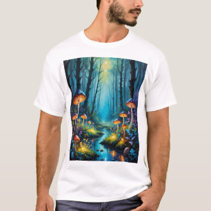 Mushroom Forest Enchanted Glowing Fantasy Art T-sh T-shirt