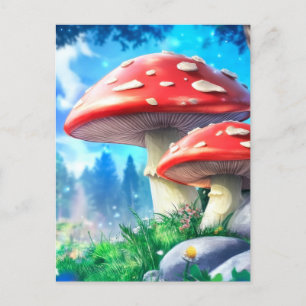 Mushroom Forest Fantasy Art Briefkaart