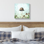 Mushroom Garden Moon Grunge Canvas Afdruk (Insitu (Slaapkamer))