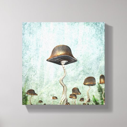 Mushroom Garden Moon Grunge Canvas Afdruk (Voorkant)