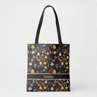 Mushroom Garden Zwarte Canvas tas