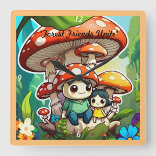 "Mushroom gezinsleven" Vierkante Klok
