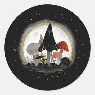 Mushroom Harvest Moon Sticker - Ronde met Sky