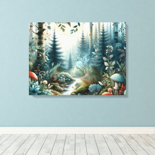 Mushroom Hollow Natuur Forest Creek Canvas Afdruk (Insitu (Houten vloer))