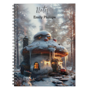 Mushroom huis in de sneeuw notitieboek