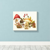 Mushroom huizen en dorp kabouters canvas afdruk (Insitu (Houten vloer))