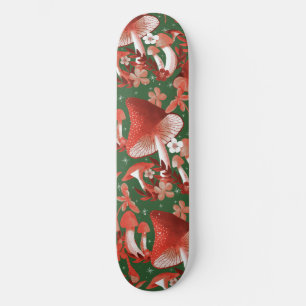 Mushroom Magic Red and Green Skateboard