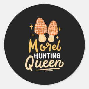 Mushroom Morel Hunting Queen Ronde Sticker