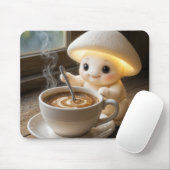 Mushroom Munchkin roeren koffie in de ochtend Muismat (Met muis)