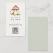Mushroom QR Code Online Register Baby shower Informatiekaartje (Voorkant / Achterkant)