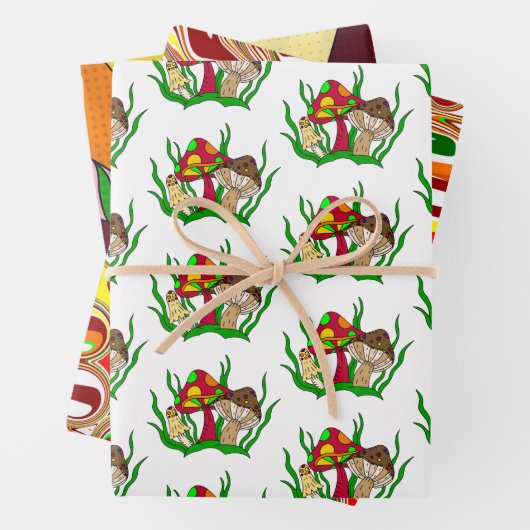 Mushroom Retro Nostalgische Abstracte Popart Inpakpapier Vel (In situ)