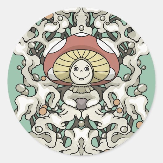 Mushroom Ronde Sticker (Voorkant)