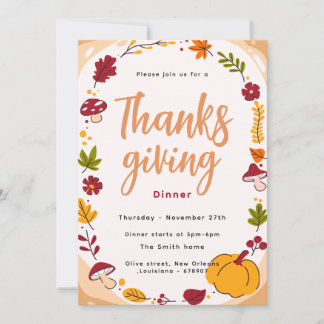 Mushroom Thanksgiving-dineruitnodiging Kaart