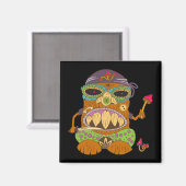 Mushroom Tiki Chef, Grappig Zwart Magneet (Voorkant / Achterkant)