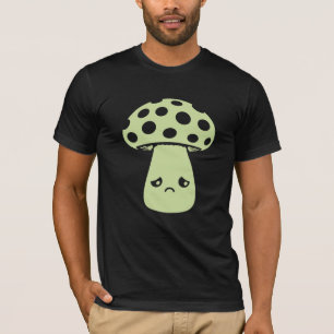 Mushroom Verdrietig Ontevreden Gezicht Kawaii Tele T-shirt