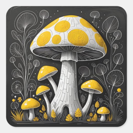 Mushroom Vierkante Sticker (Voorkant)