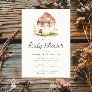Mushroom Whimsical Gender Neutral Cute Baby Shower Kaart