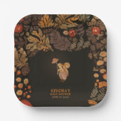 Mushroom Woodland Animal Baby shower Papieren Bordje (Voorkant)