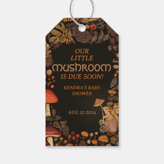 Mushroom Woodland Animal Forest Baby shower Cadeaulabel (Voorkant)