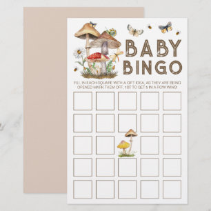 Mushroom Woodland Baby shower Baby Bingo Game Kaar