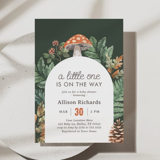 Mushroom Woodland Baby shower Kaart