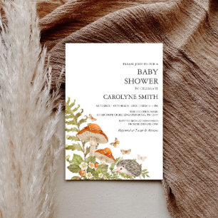 Mushroom Woodland Natuur Baby shower Invitation Kaart