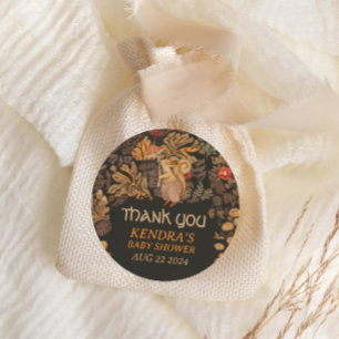 Mushroom Woodland Squirrel Baby shower Ronde Sticker