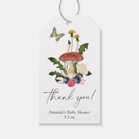 Mushrooms baby shower dank u cadeaulabel (Voorkant)