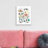 Mushrooms en Bugs Night Forest Kinder kamer Canvas Afdruk (Insitu (Woonkamer))