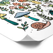 Mushrooms en Bugs Night Forest Kinder kamer Poster (Hoek)