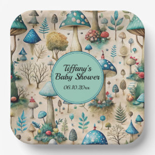Mushrooms Fairyland Baby shower Papieren Bordje