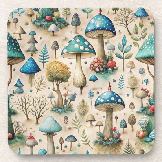 Mushrooms Fairyland Bier Onderzetter (Voorkant)