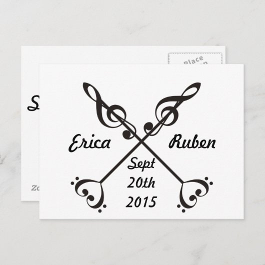 Music Arrow Crossing - De datum opslaan Aankondigingskaart (Voorkant / Achterkant)