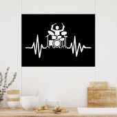 Music Art Drummer Heartbeat Poster (Keuken)