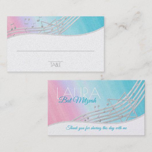 Music Bar Mitzvah Carte de siège (Devant / Derrière)
