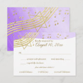Music Bat Mitzvah Paarse gouden reactie RSVP Kaartje (Voorkant / Achterkant)