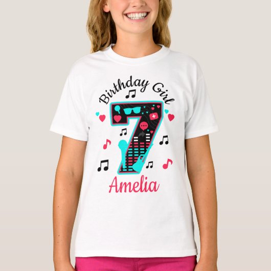 Music Birthday Girl SEVEN 7| Aangepast ontwerp T-shirt (Voorkant)